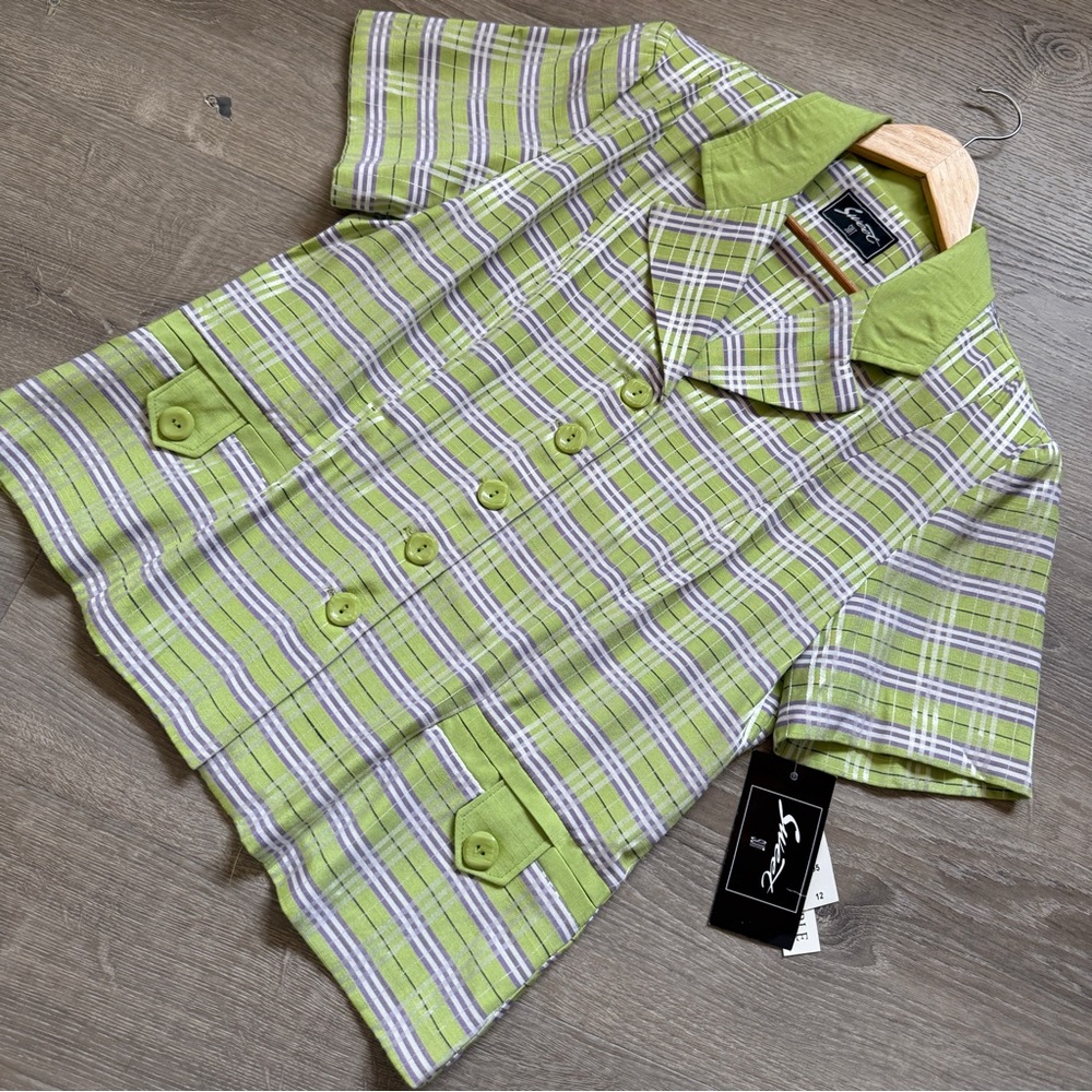 Sweet suit Green Plaid Kids Shirt- Size L